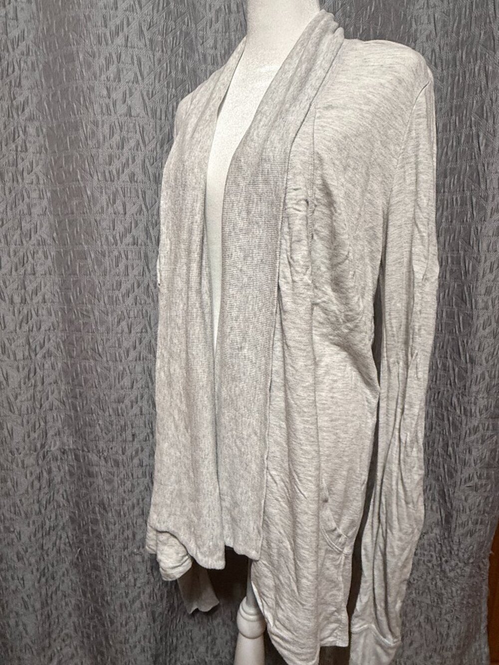 Athleta Light Heather Gray Pranayama Open Front Draped Wrap Cardigan Sweater Sm